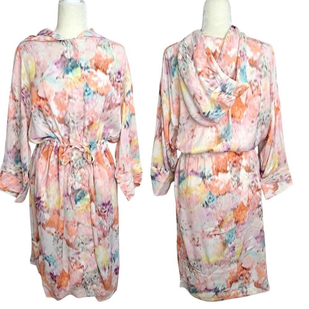 Gap Women's Watercolor Lounge Jacket Hoodie 3/4 Sleeves Oversize Small/ Medium